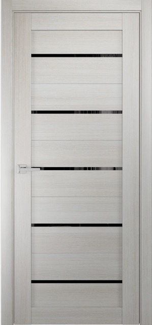 Дверь Квадро 05 в отделке Перламутр со стеклом Лакобель чёрный